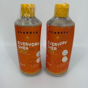 Lot of 2 Alaffia Every Day Shea Body Wash Unscented Dry Skin 473ml/16 Fl Oz